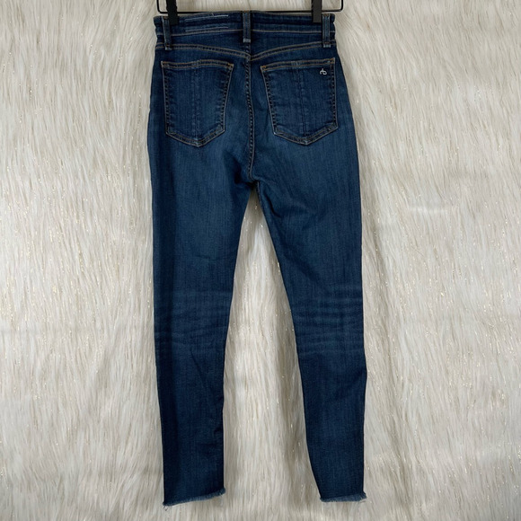 Rag & Bone Womens Ultra High Rise Ankle Skinny Jeans Blue Distressed Zipper 27 - Picture 4 of 10